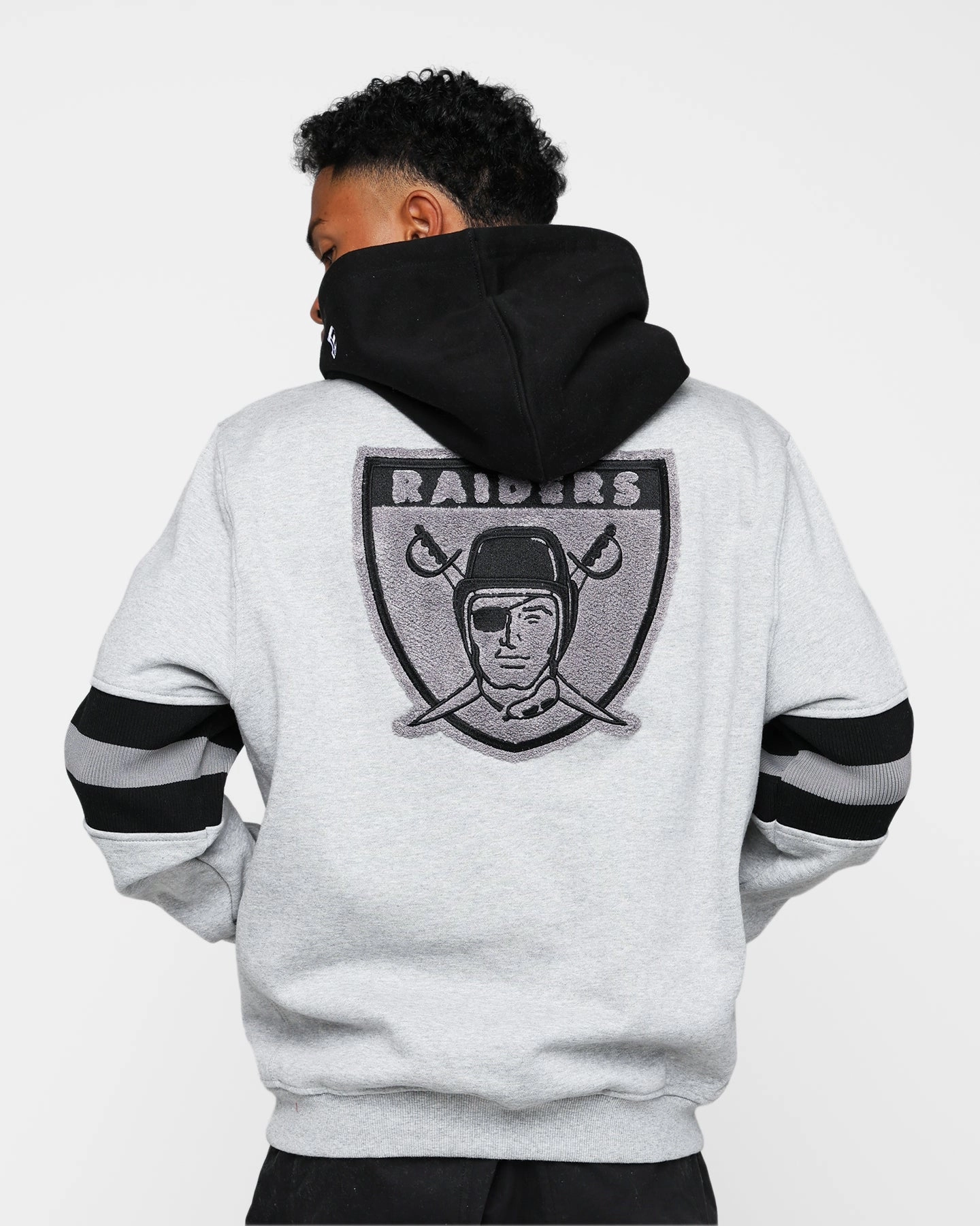 Taped Zippers New Era Oakland Raiders Hoodie Grey