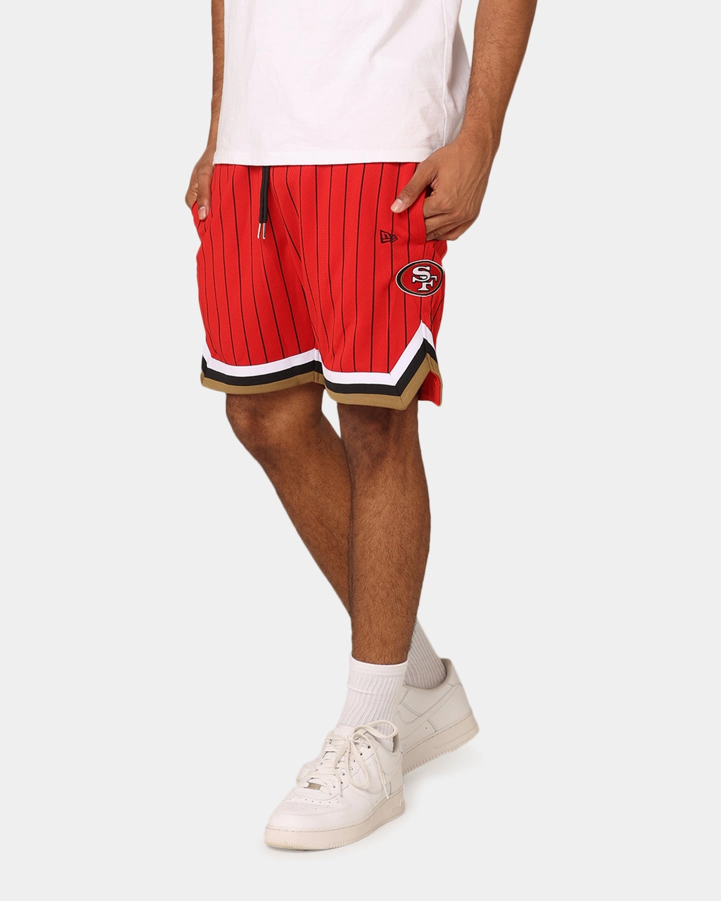 No Slip Grip Temperature Regulating Tech New Era San Francisco 49ers Pinstripe Shorts OTC