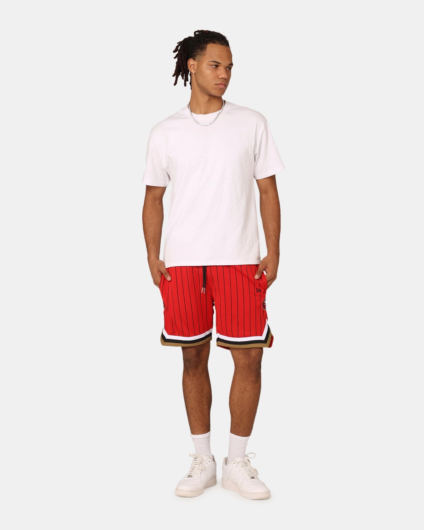 New Era San Francisco 49ers Pinstripe Shorts OTC Vacation Outfit Static Resistant Fibers