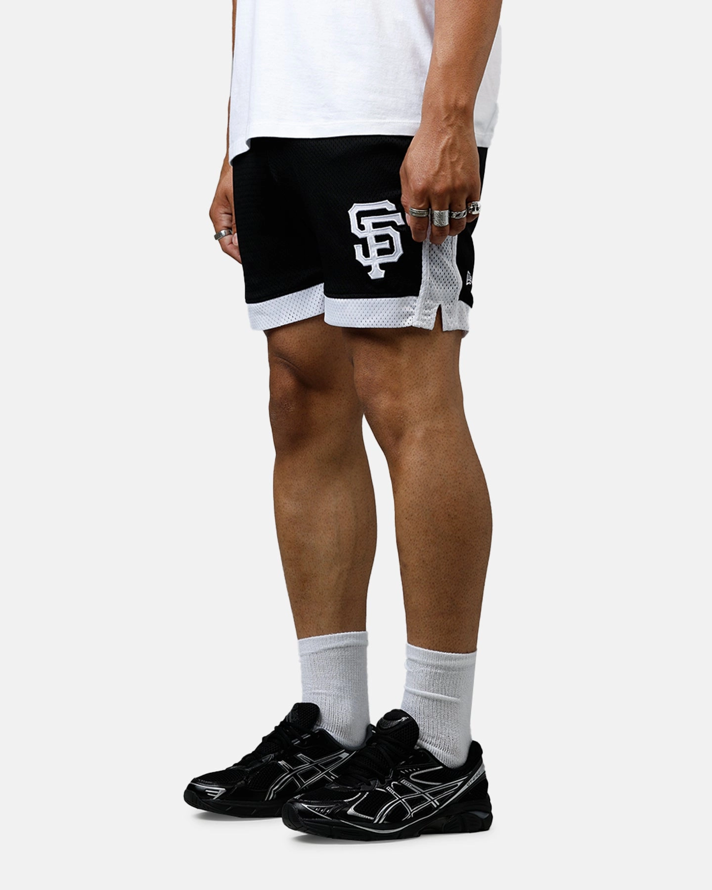 stripe design hiking clothes New Era San Francisco Giants Sport Class Shorts Black/White