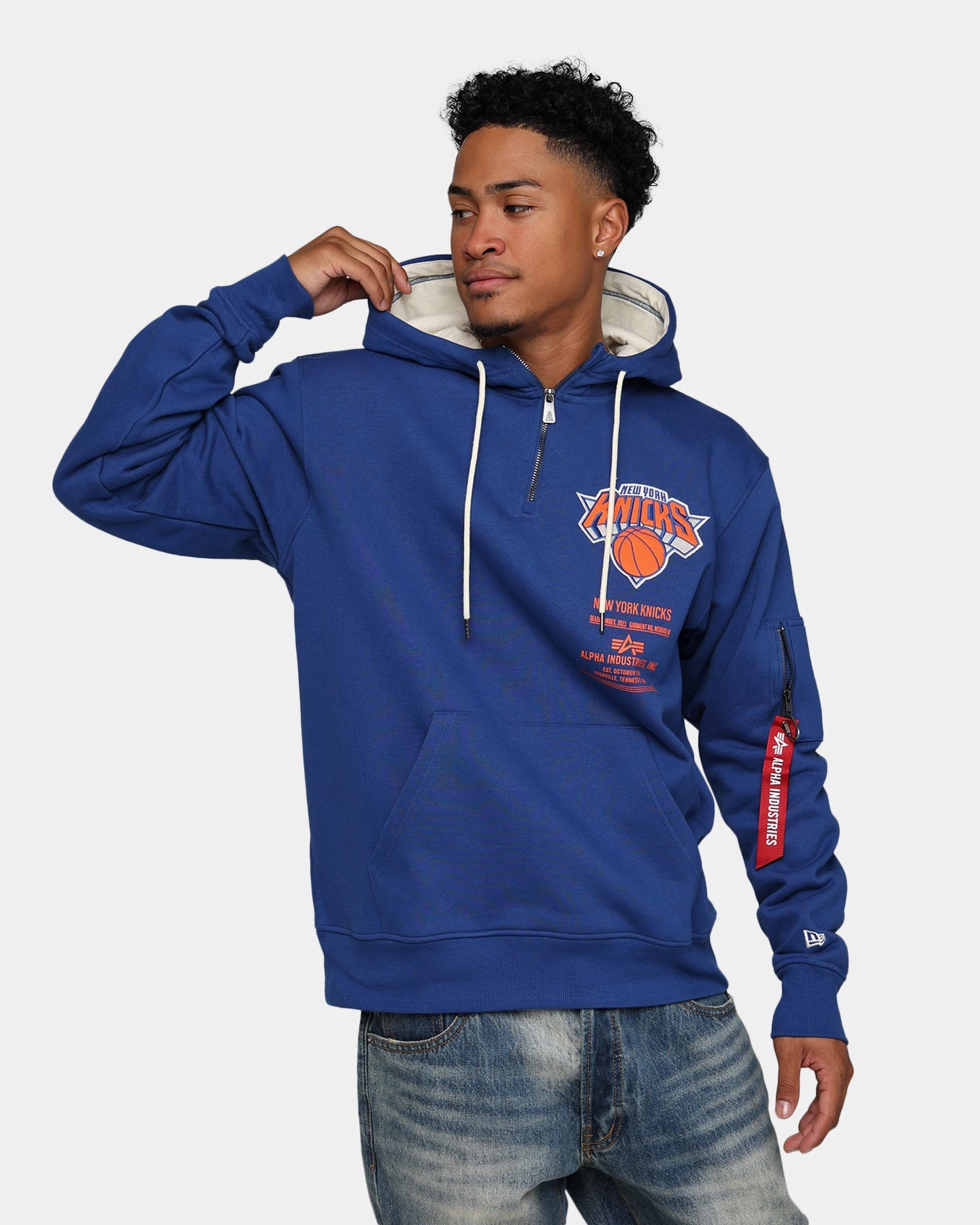 Endorse New Era X Alpha Industries New York Knicks Zipper Hoodie Blue