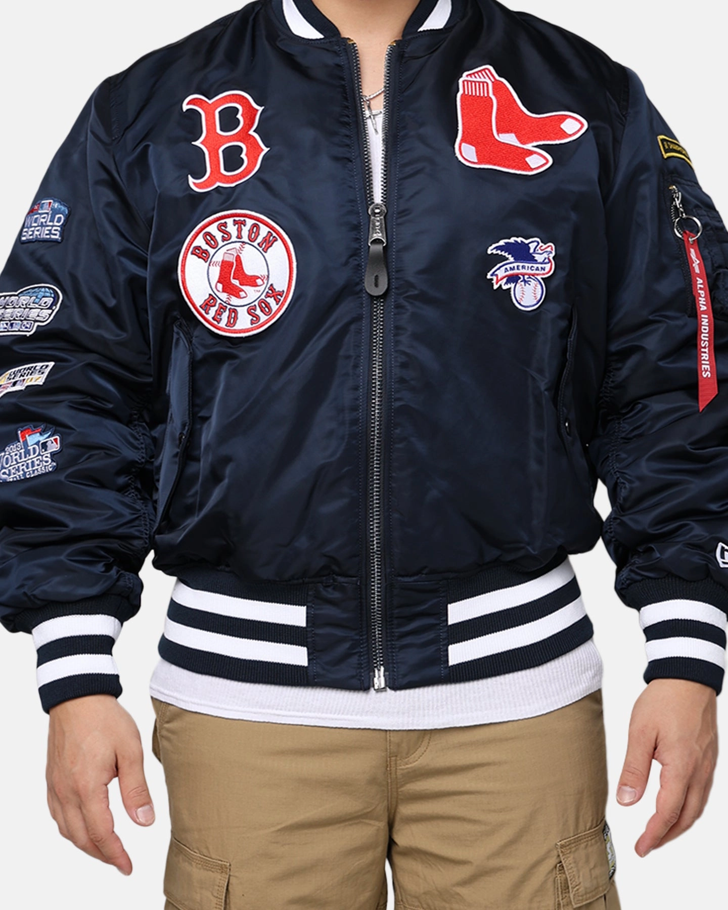 sunny New Era X Alpha Series X MLB Boston Red Sox MA-1 Bomber Jacket Navy