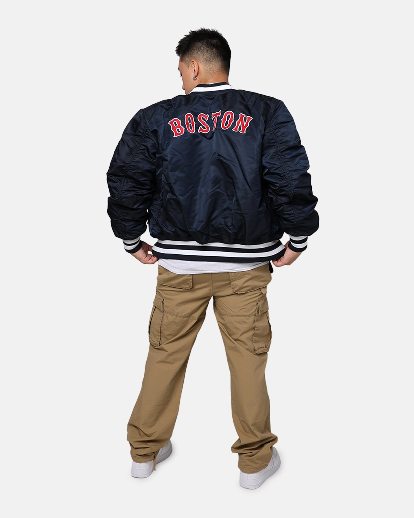 Party Chic New Era X Alpha Series X MLB Boston Red Sox MA-1 Bomber Jacket Navy