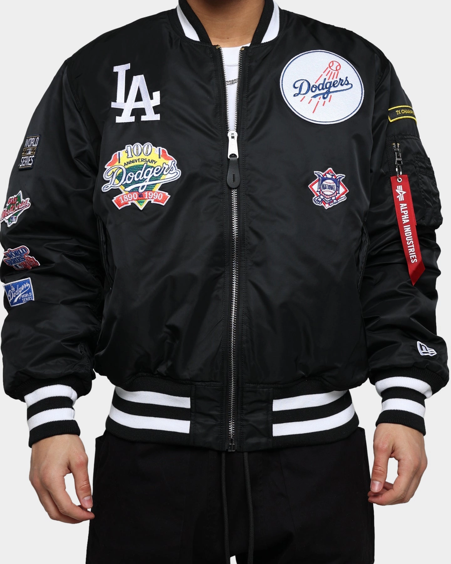 New Era X Alpha Series X MLB Los Angeles Dodgers MA-1 Bomber Jacket Black Timeless Form variety