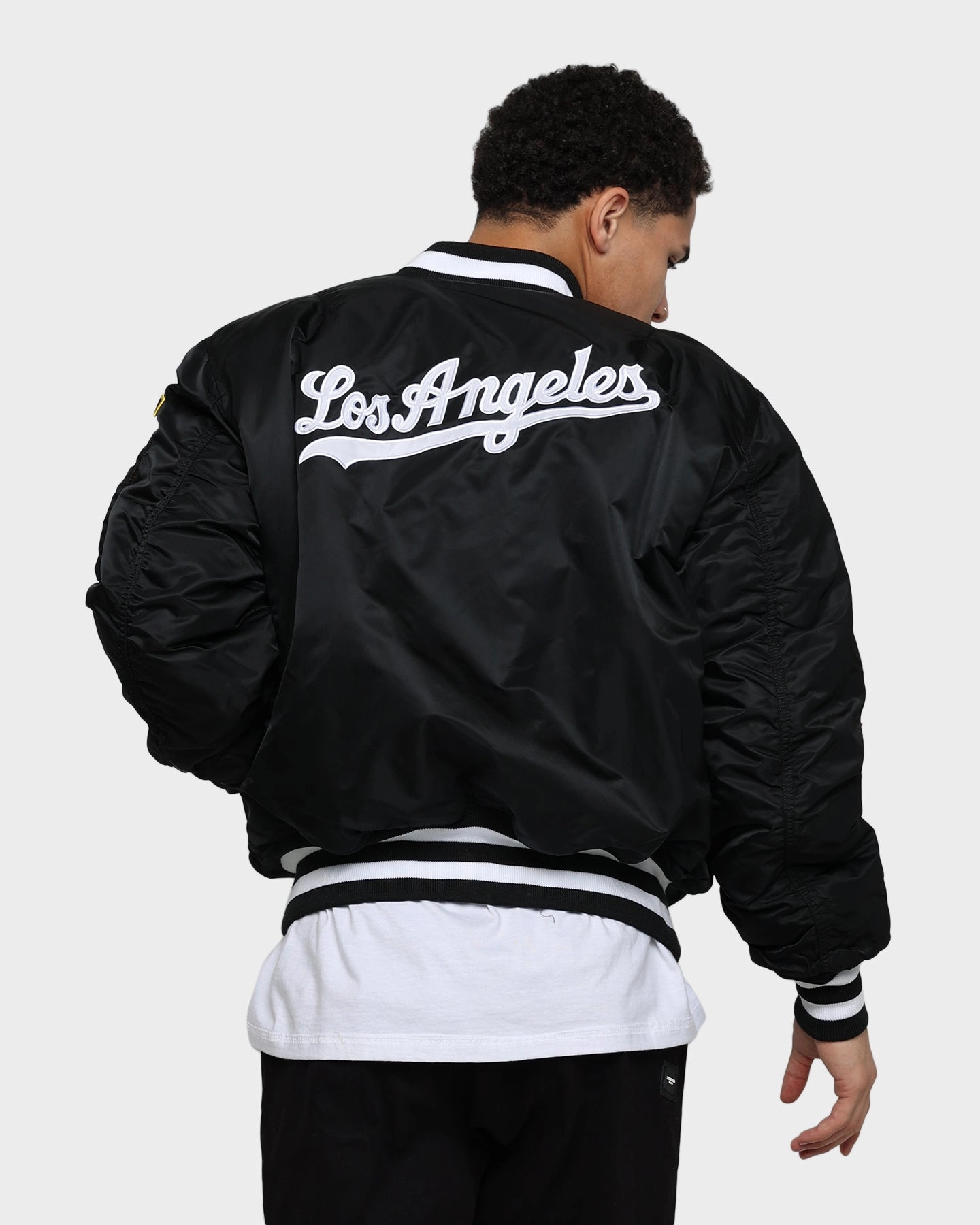 New Era X Alpha Series X MLB Los Angeles Dodgers MA-1 Bomber Jacket Black Help