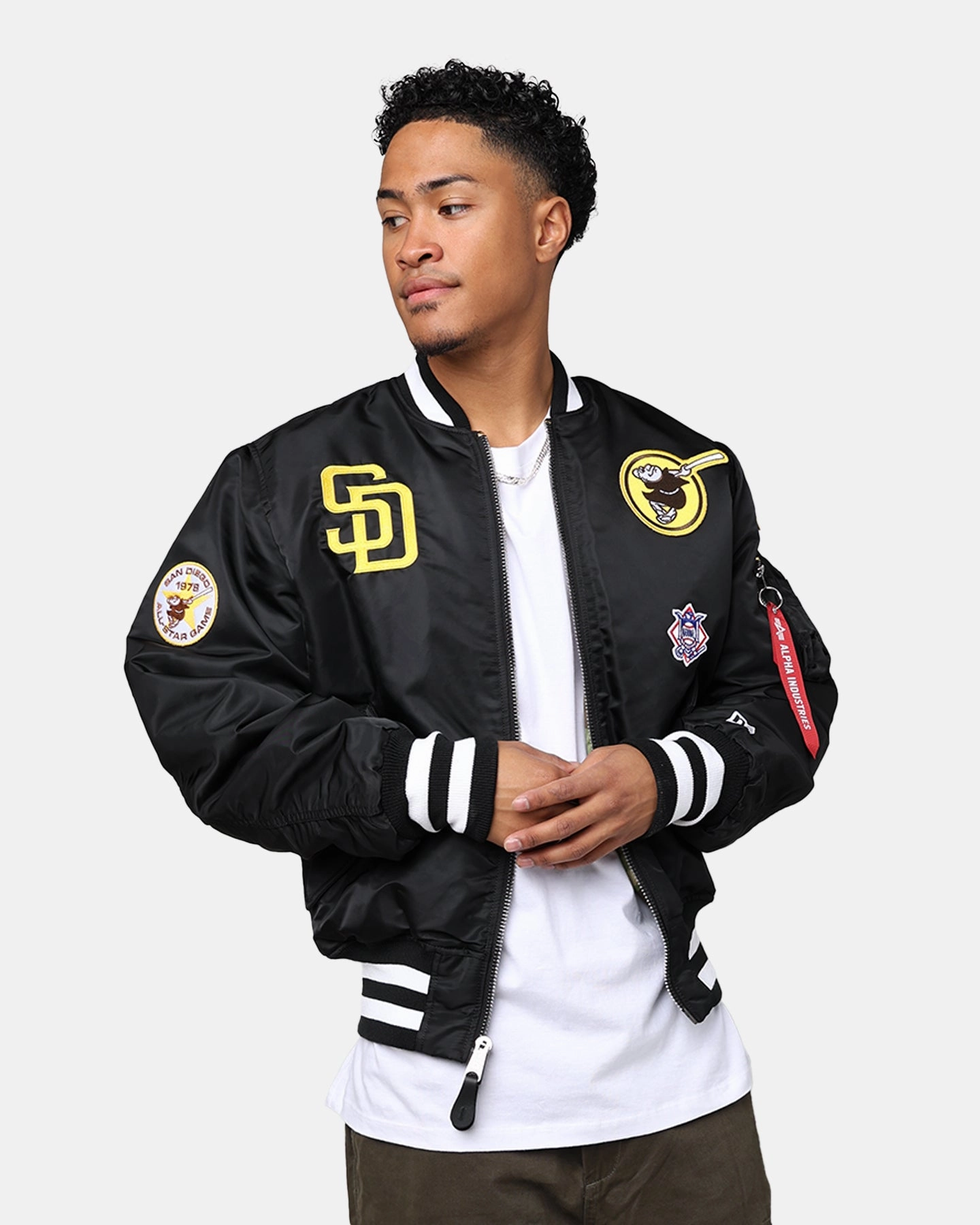 New Era X Alpha Series X MLB San Diego Padres MA-1 Bomber Jacket Black suitable for casual gatherings Brush