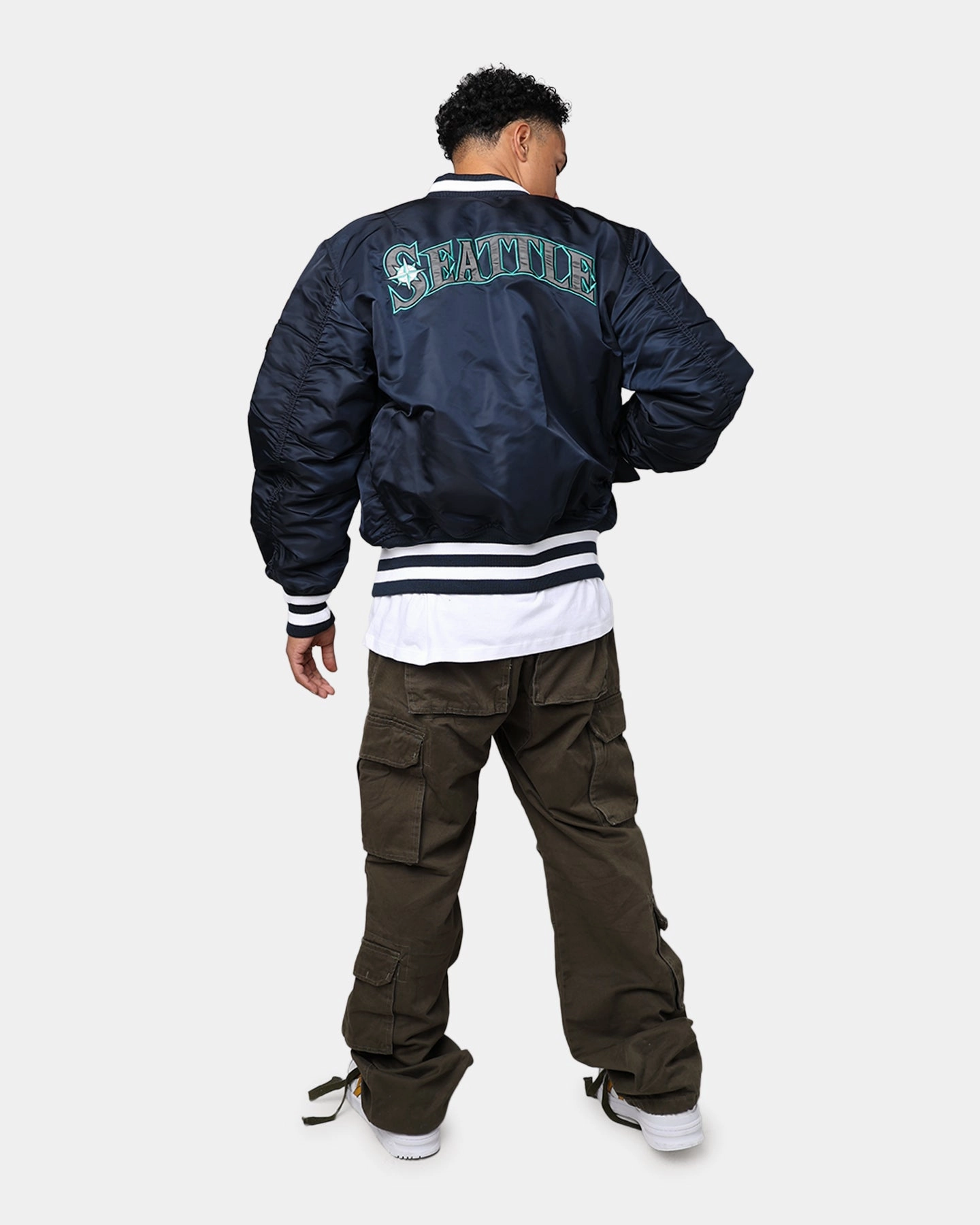Outdoor Shield New Era X Alpha Series X MLB Seattle Mariners MA-1 Bomber Jacket Navy