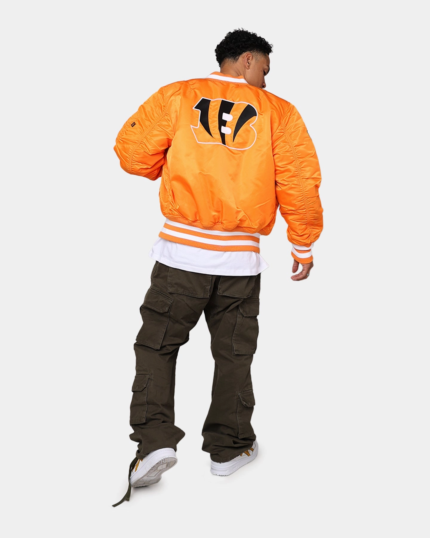 Approve Adjustable Drawstring Waist New Era X Alpha Series X NFL Cincinnati Bengals MA-1 Bomber Jacket Orange/Black