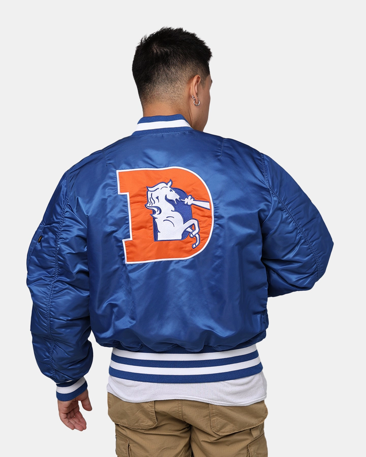 Collaborate New Era X Alpha Series X NFL Denver Broncos MA-1 Bomber Jacket Royal