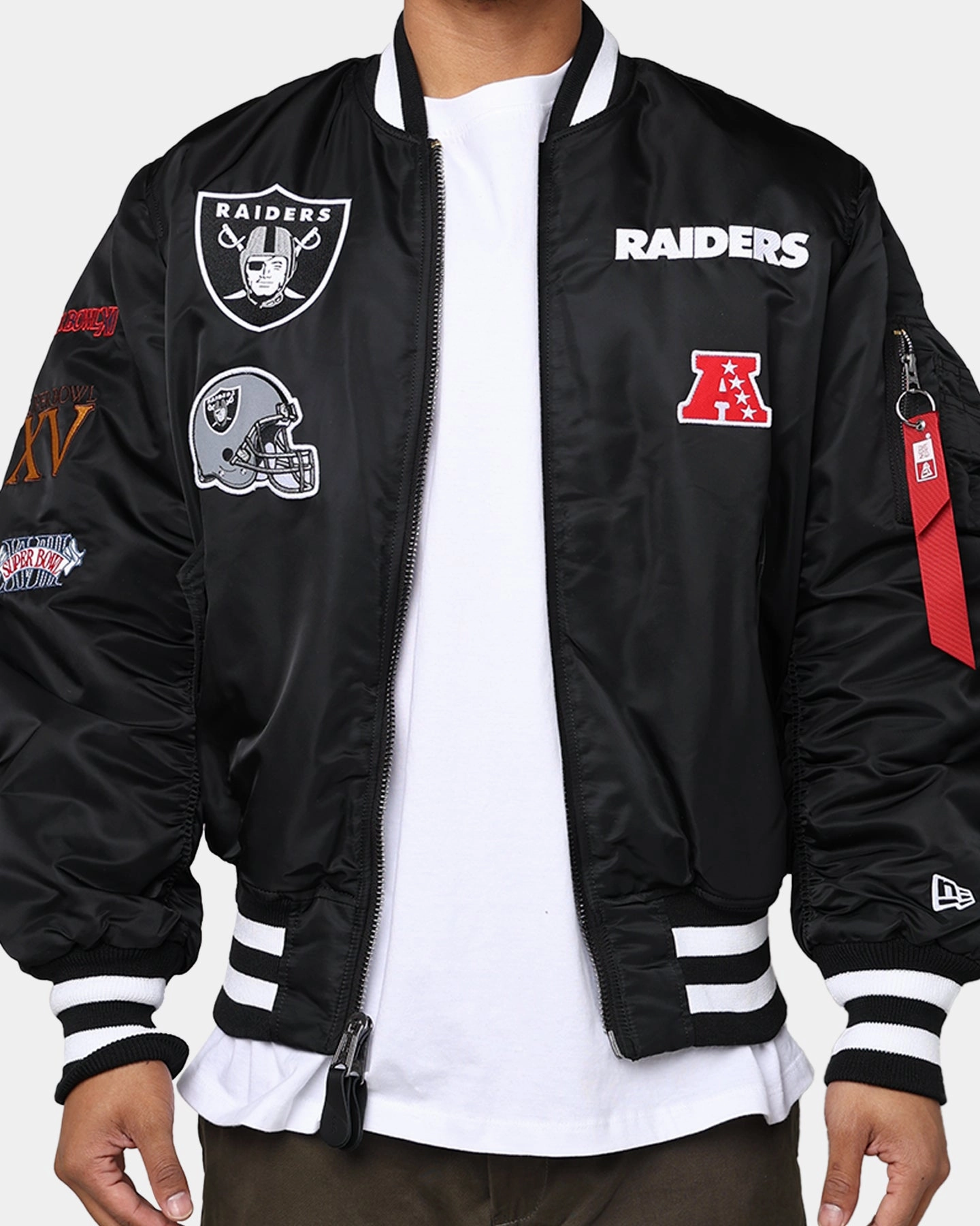 TearResistant Ripstop Nylon New Era X Alpha Series X NFL Las Vegas Raiders MA-1 Bomber Jacket Black