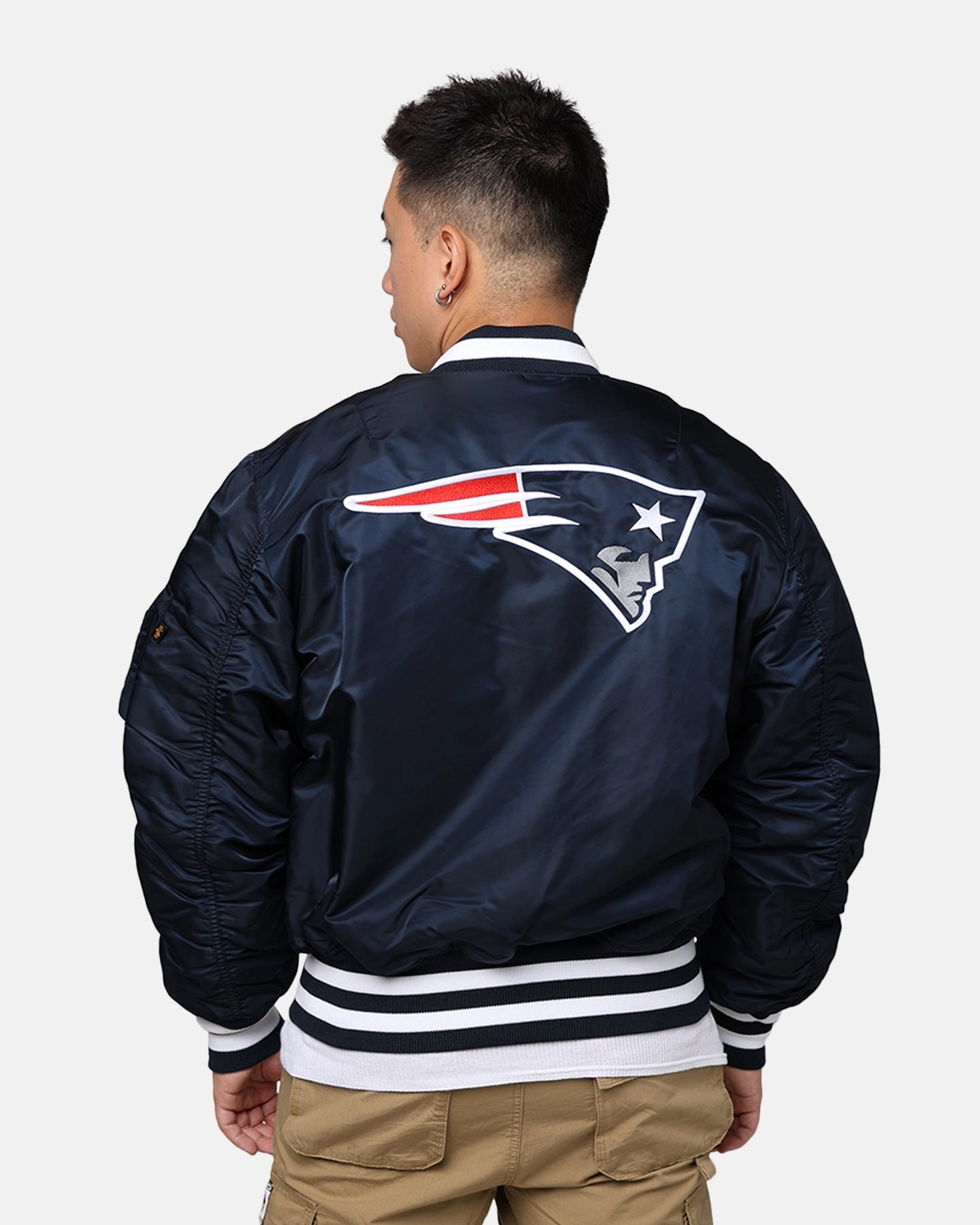 New Era X Alpha Series X NFL New England Patriots MA-1 Bomber Jacket Navy/Red Permit