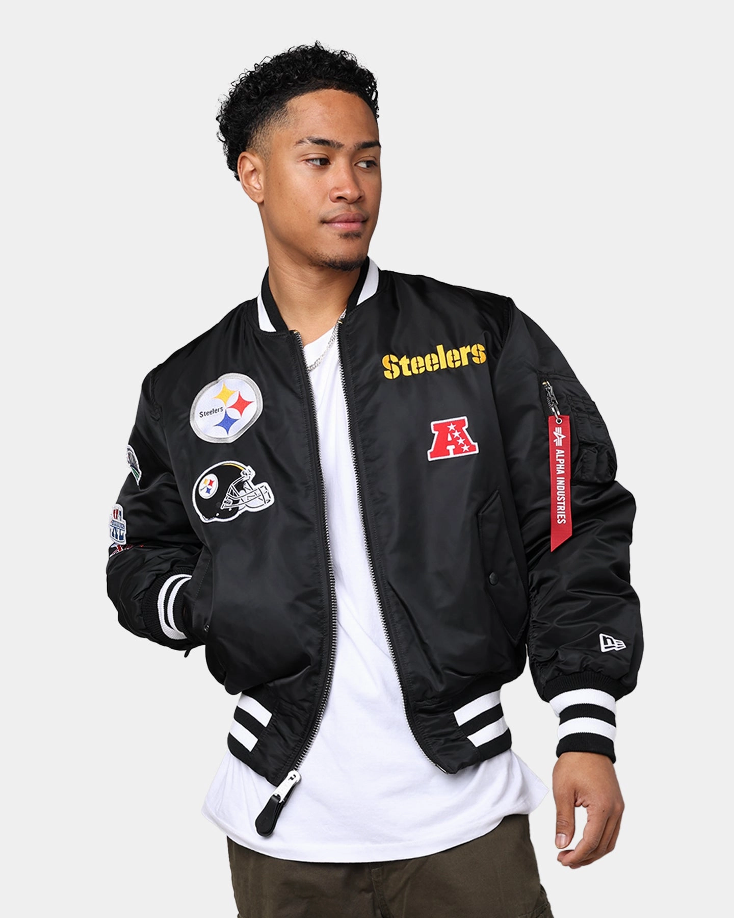 New Era X Alpha Series X NFL Pittsburgh Steelers MA-1 Bomber Jacket Black moonlight music concert