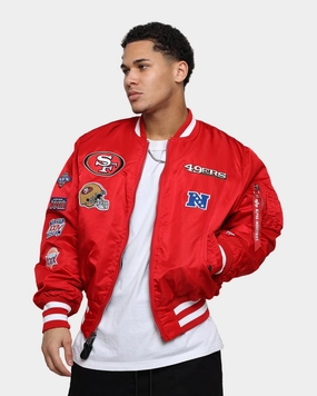 New Era X Alpha Series X NFL San Francisco 49ers MA-1 Bomber Jacket Red Layered Insulation Weather Ease