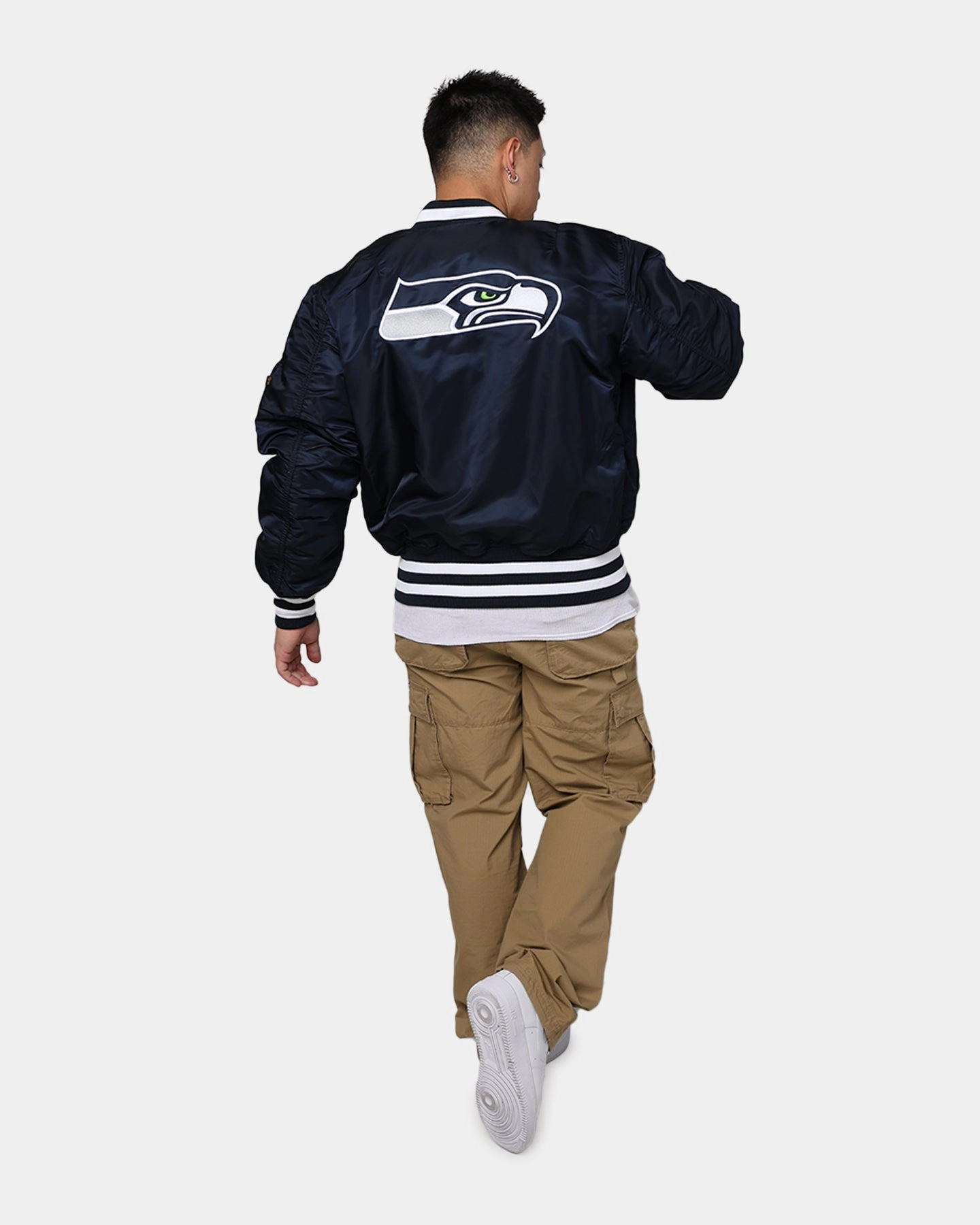 Ticket Resist New Era X Alpha Series X NFL Seattle Seahawks MA-1 Bomber Jacket Navy/Black