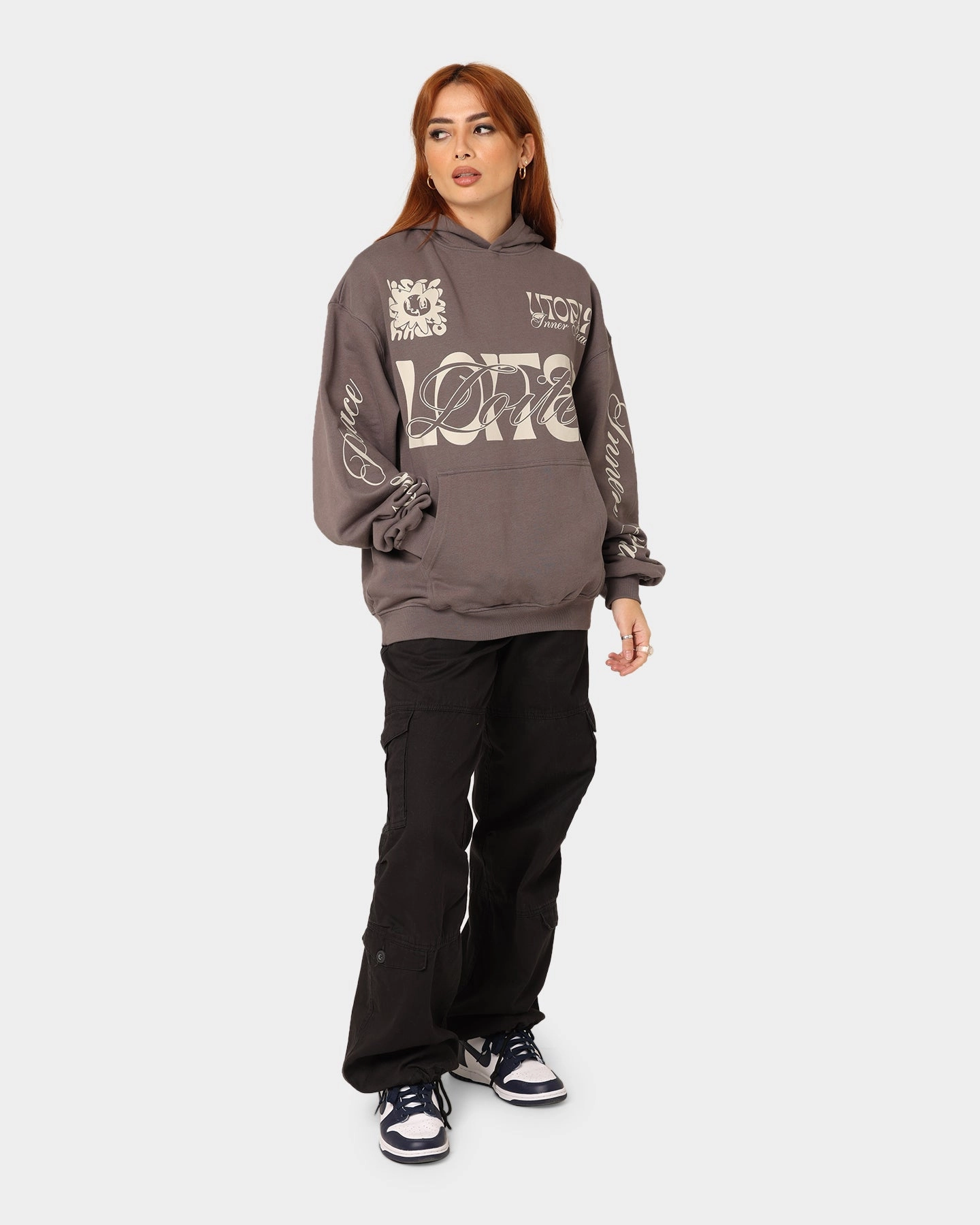 Flexible Movement Loiter Inner Peace Hoodie Charcoal