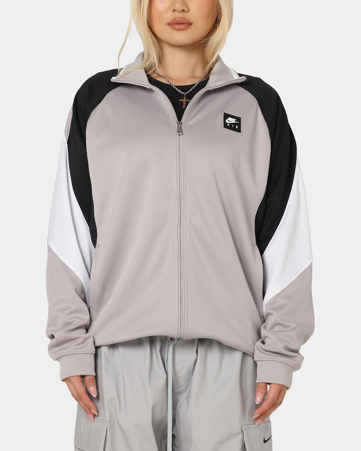 Detachable Collar Nike Air Poly-Knit Zip Jacket Grey/Black