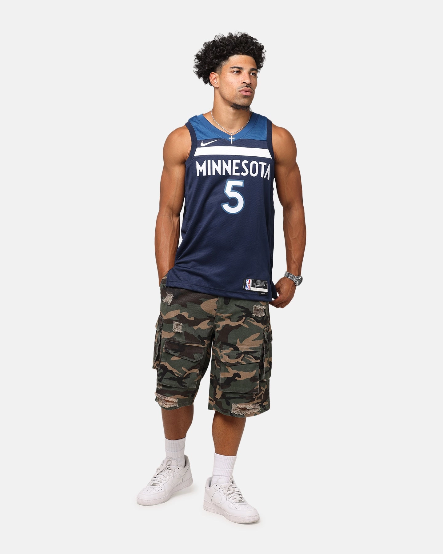 Nike Anthony Edwards Minnesota Timberwolves #5 Icon Edition 2022/23 Nike Dri-Fit NBA Swingman Jersey College Navy Stretch Fabric Technology Eco Friendly Fabric Blends