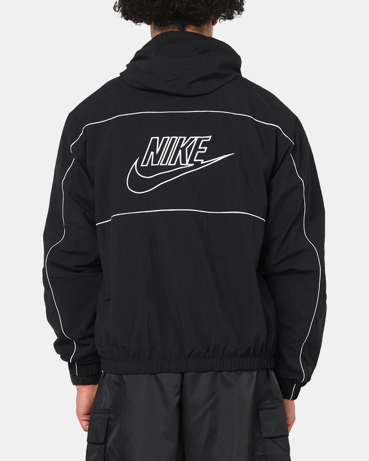 Stylish-design Kinetic Back Ventilation Nike Club Athlete Hooded Jacket Black/White/White