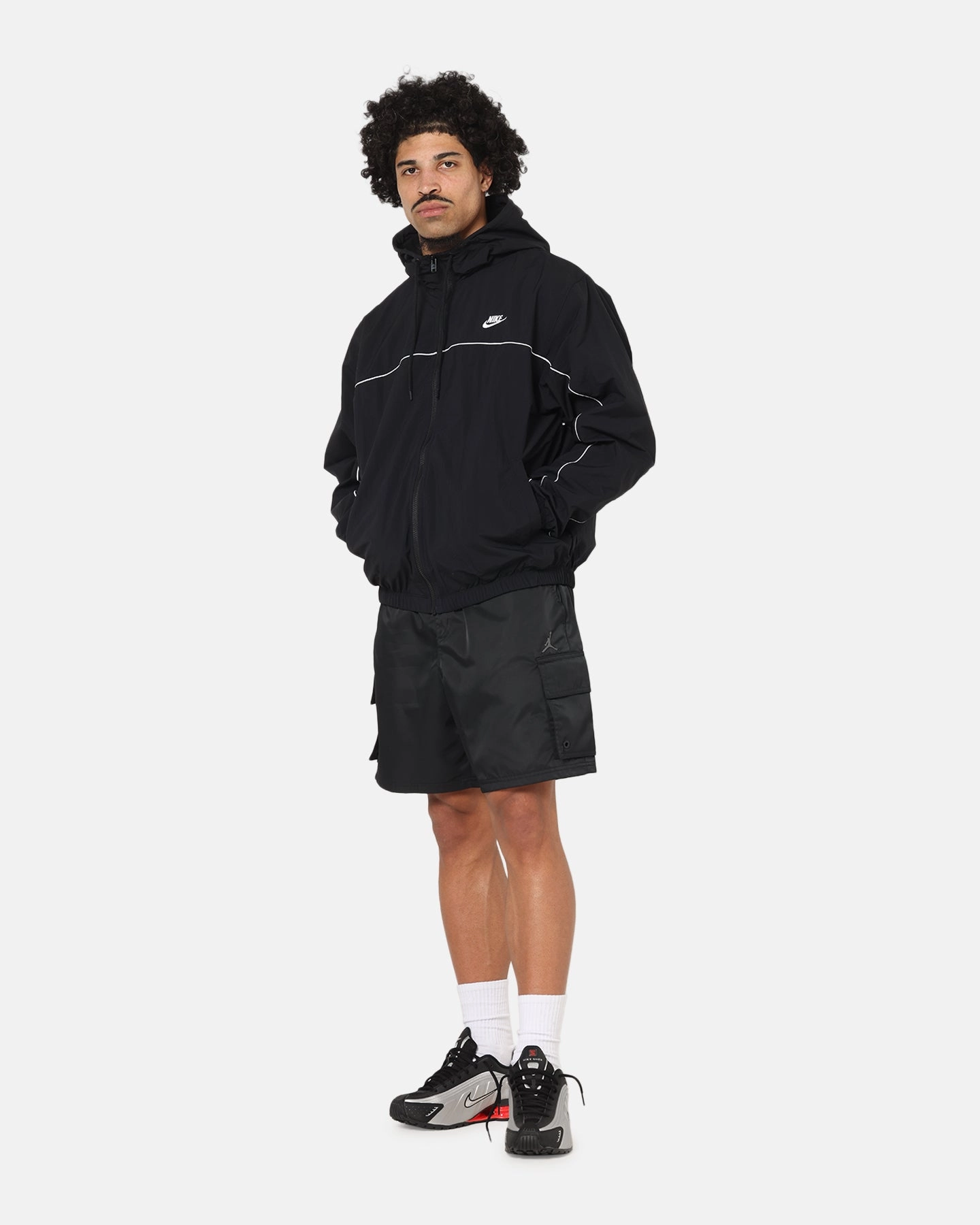 Nike Club Athlete Hooded Jacket Black/White/White Checked