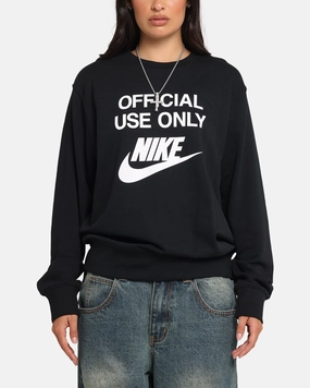 Rugged Style High Collar Style Nike Club French Terry Crewneck Black/White
