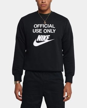 Nike Club French Terry Crewneck Black/White Urban Fit Look Light Day Jacket