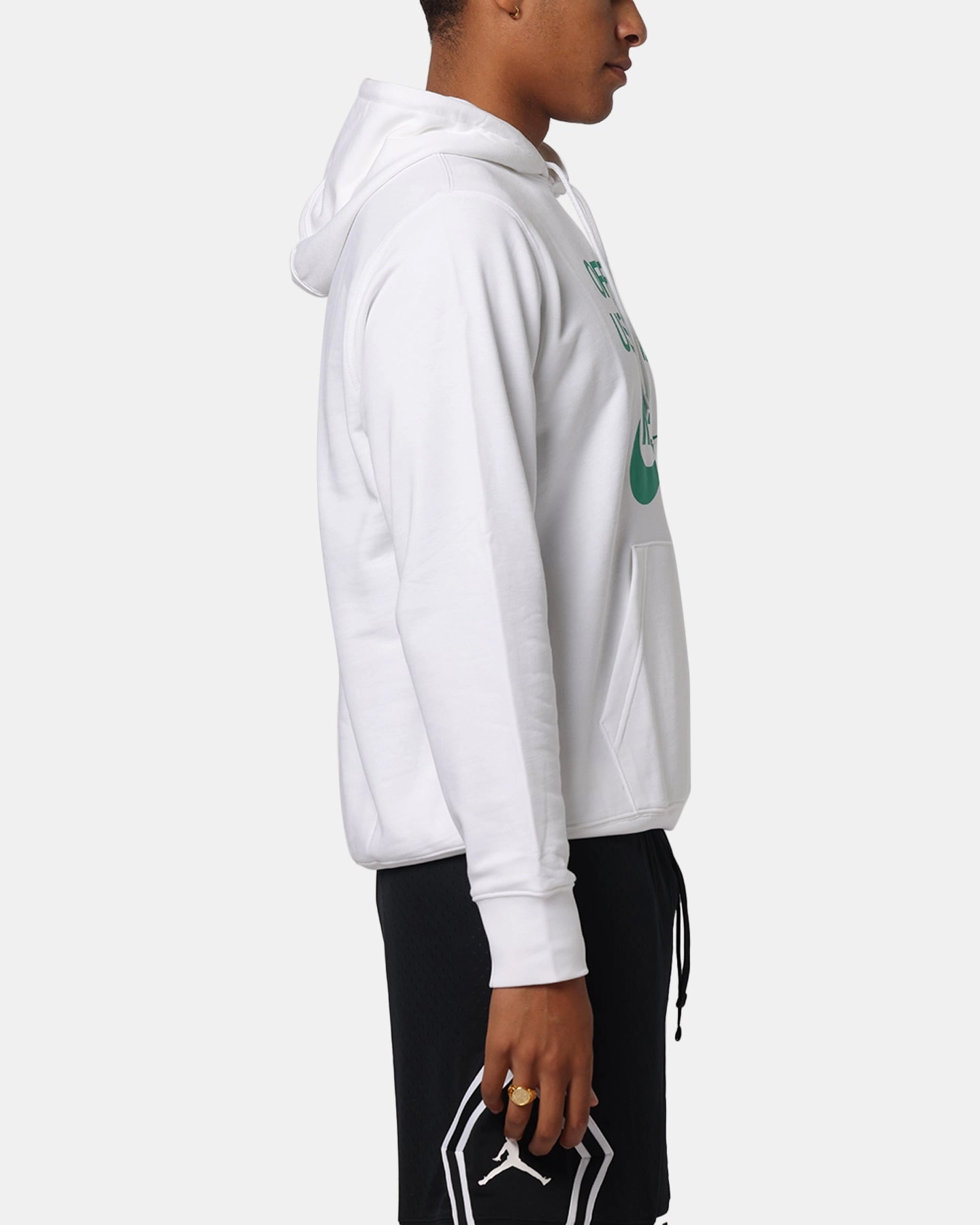 Strategic Mesh Placement EasyCare Fabric Nike Club French Terry Pullover Hoodie White/White/Green