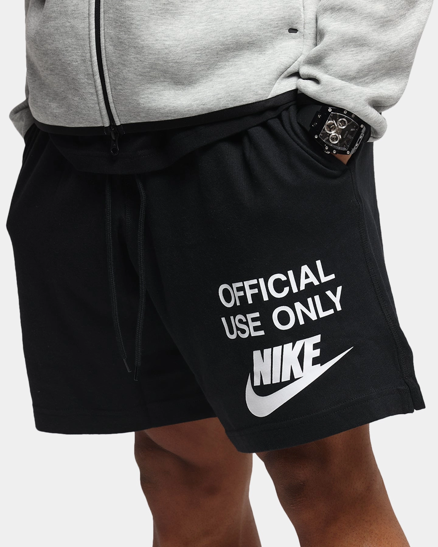 Teflon Coated Finish Stretchable Waistband Nike Club Knit Shorts Black/Black/White