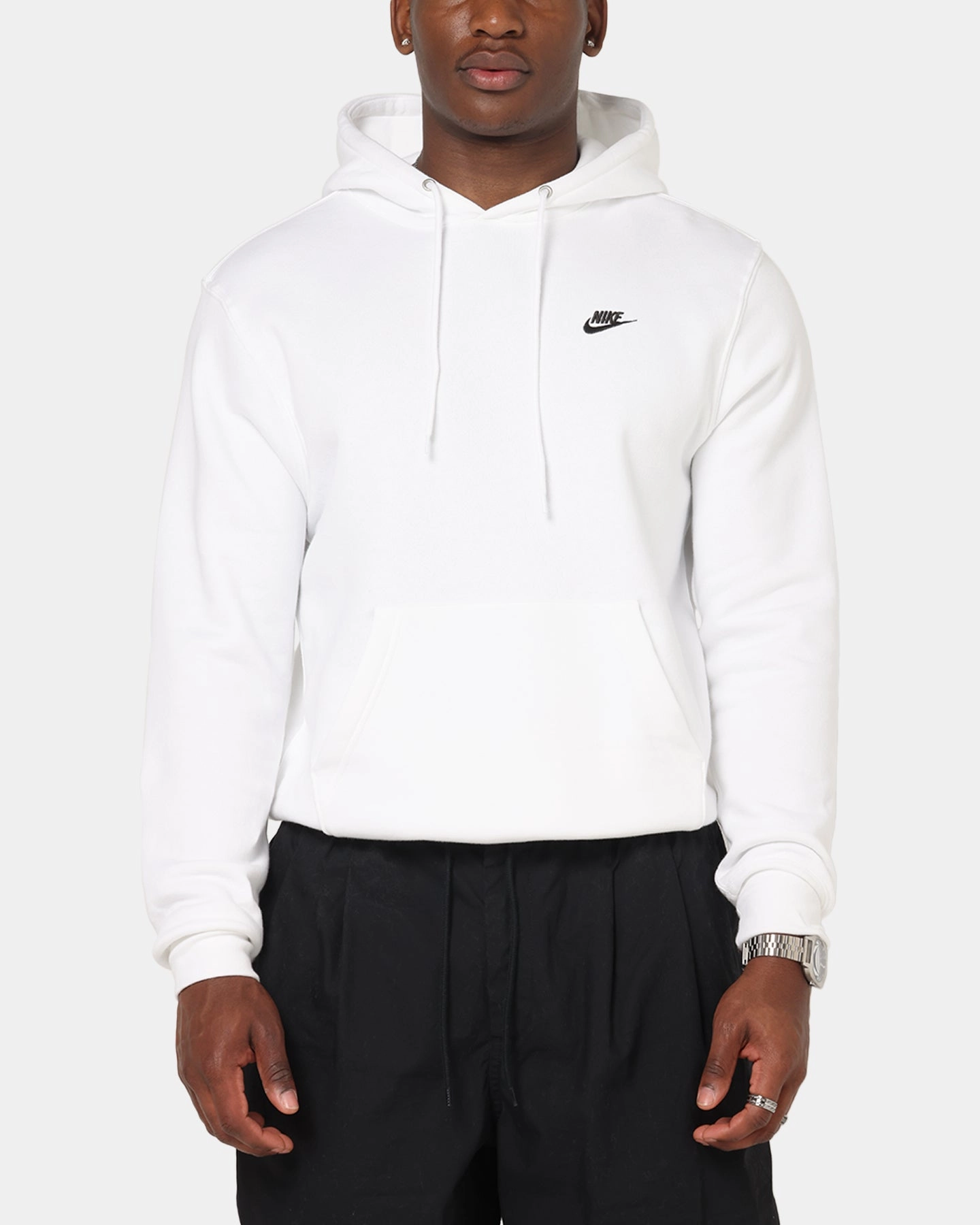 All Season Nike Club Pullover Fleece Hoodie White/White/Black