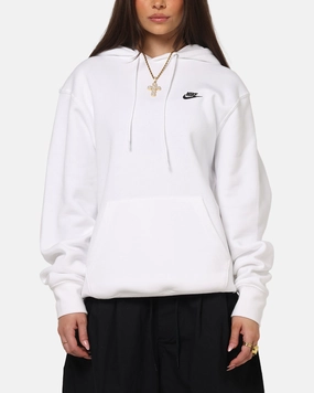 Nike Club Pullover Fleece Hoodie White/White/Black Stretchy Fashion Layer