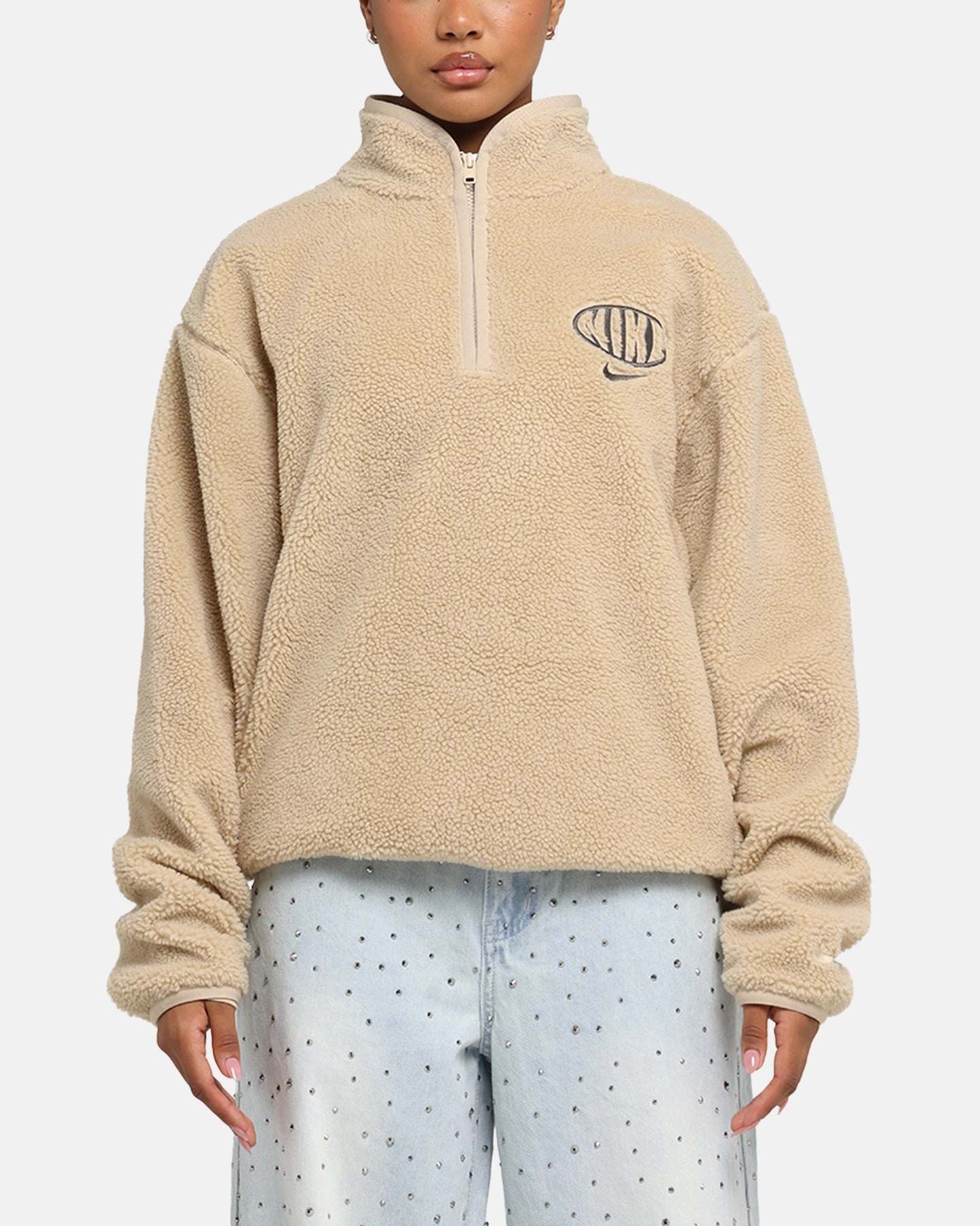 Light Reflective Zippers Nike Club Sustainable Winterized Half Zip Top Grain/Medium Ash Grey