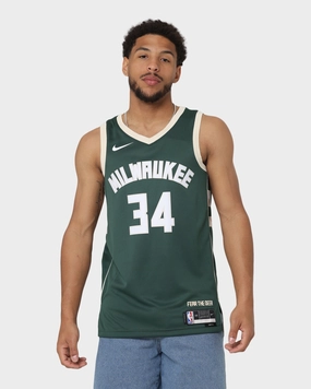 Nike Giannis Antetokounmpo Milwaukee Bucks #34 Icon Edition 2022/23 Nike Dri-FIT NBA Swingman Jersey Fir High Stretch Recovery Hygroscopic Yarn