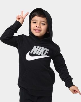 Nike Kid's Club HBR FT PO Hoodie Black Reinforced Shoulder Panels Climb
