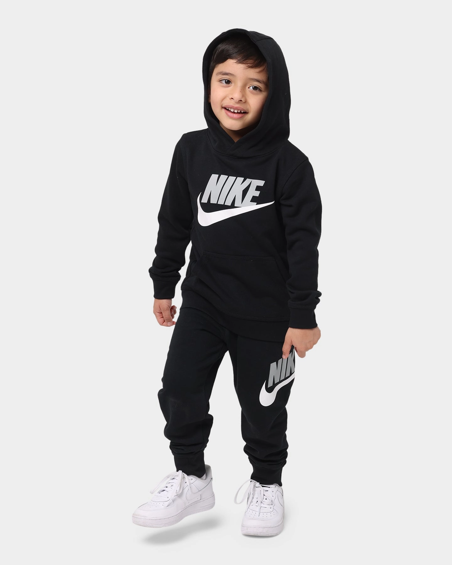 Detachable Hood Commemorate Nike Kid's Club HBR FT PO Hoodie Black