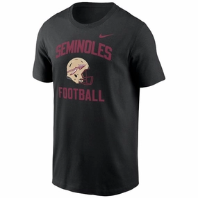 Nike Kids Seminoles Football Helmet Design Short Sleeve T-shirt - Black Cool Layer Wear Simple and Cozy