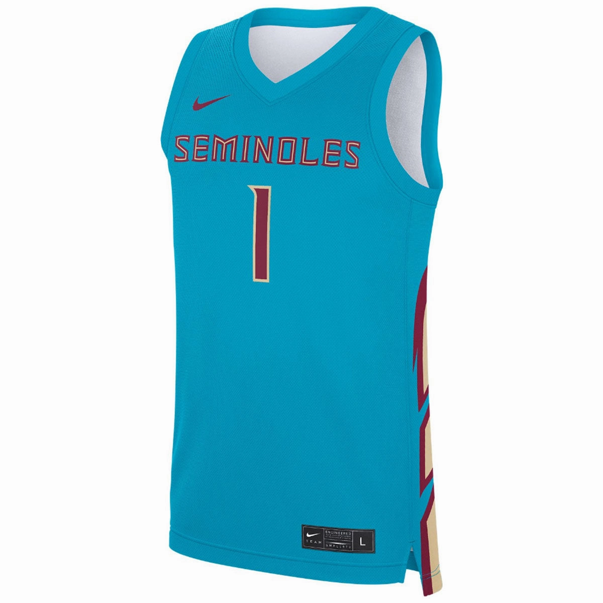 Nike Men's 2024 Seminoles #1 Replica Basketball Jersey - Turquoise Laser Cut Ventilation