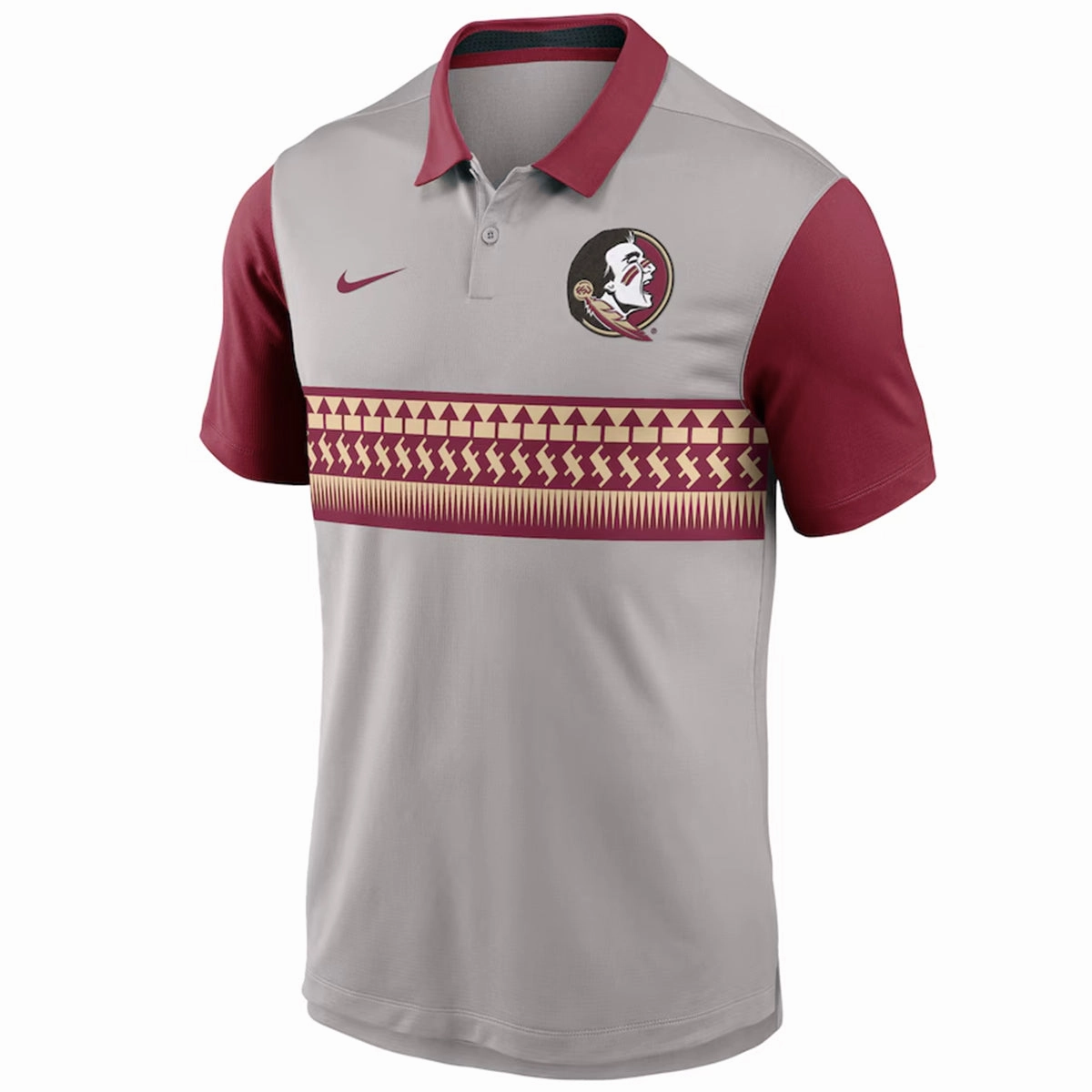Nike Men's 2025 Seminole Logo Vapor Polo - Pewter Grey/Garnet Abstract art Warm Insulation