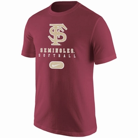 Perfect for Any Outfit Nike Men's Cotton Short Sleeve T-shirt with FS Seminoles Softball Design - Garnet
