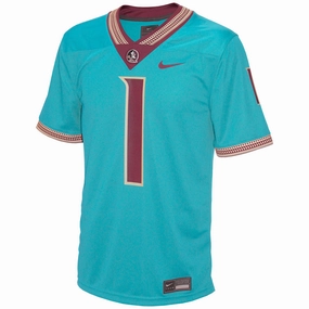 Nike Men's Florida State 2024 Replica Football Jersey - Turquoise Double Layered Hem Ergonomic Articulated Fit