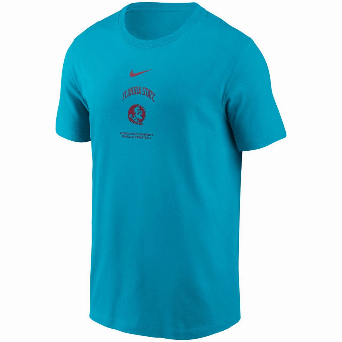 Wrinkle Resistant Cozy and Fashionable Nike Men's Florida State Seminole Logo/Florida State University Seminole Basketball Design Dri-fit Short Sleeve T-shirt - Turquoise