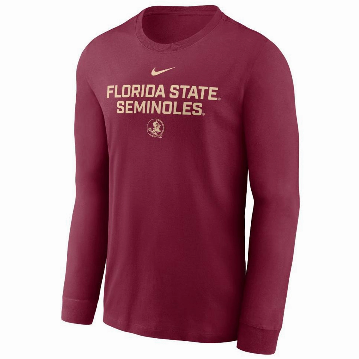 Nike Men's Florida State Seminoles/Seminole Logo Dri-fit Long Sleeve T-shirt - Garnet Relaxing Fit