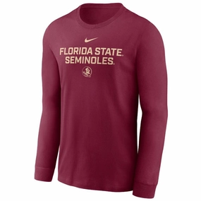 Nike Men's Florida State Seminoles/Seminole Logo Dri-fit Long Sleeve T-shirt - Garnet AntiPilling Treatment