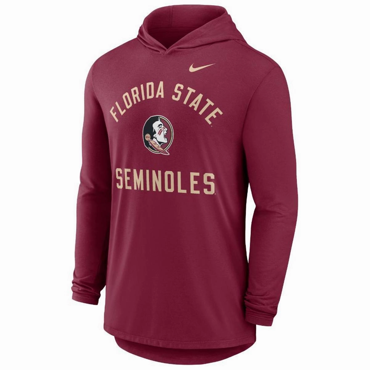 On-the-Go Fashion Relaxed Style Nike Men's Florida State Seminoles/Seminole Logo Long Sleeve Hooded Tri-Blend T-shirt - Garnet