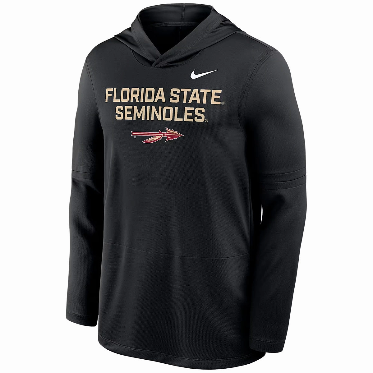 Nike Men's Florida State Seminoles Spear Dri-fit Long Sleeve Lightweight Hooded Top - Black Advanced Moisture Management Comfort Fit