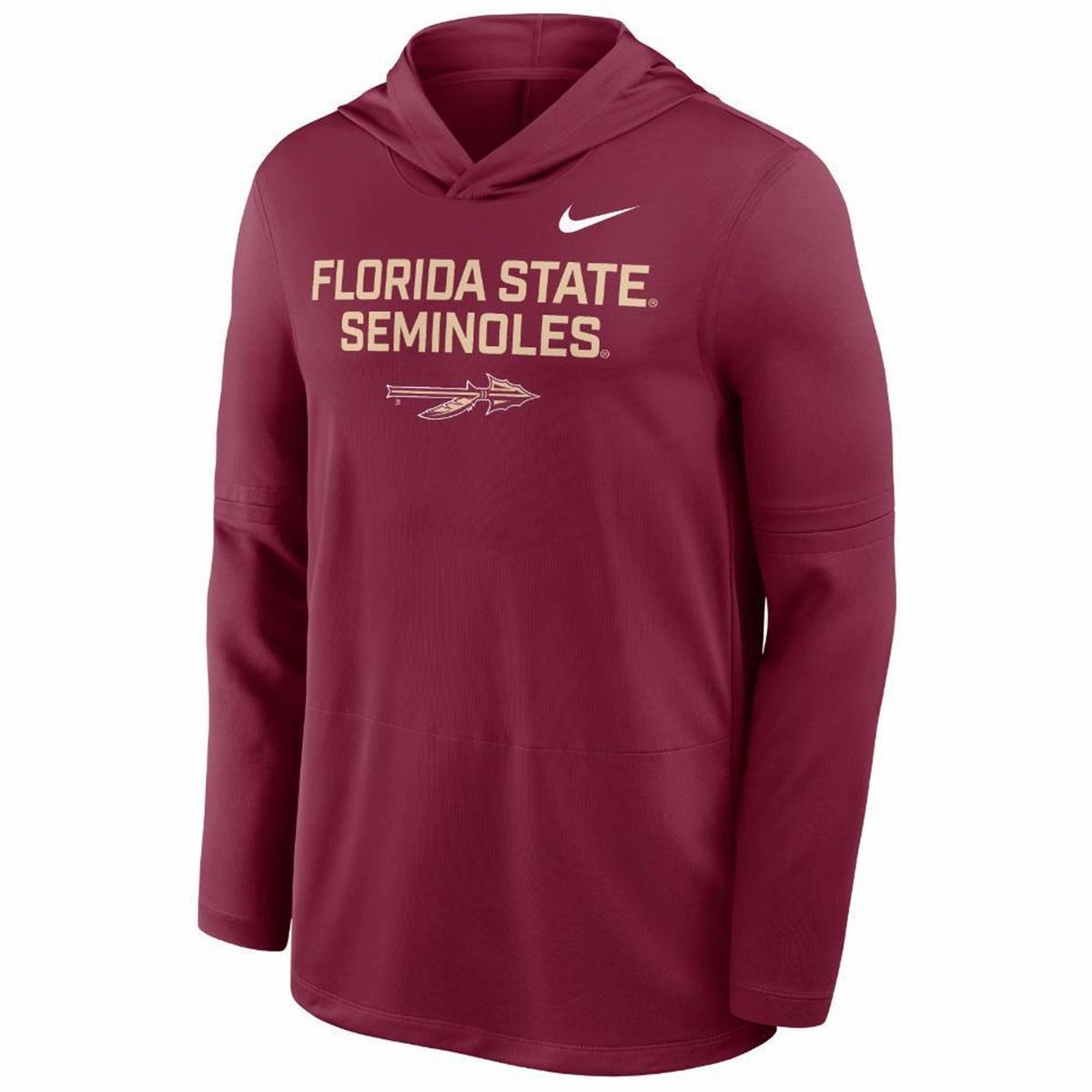 Nike Men's Florida State Seminoles Spear Dri-fit Long Sleeve Lightweight Hooded Top - Garnet Weekend Casual Anti Odor Technology