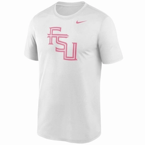 Outdoor Style Trend Chill Design Nike Men's Pink Stacked FSU Short Sleeve T-shirt - White