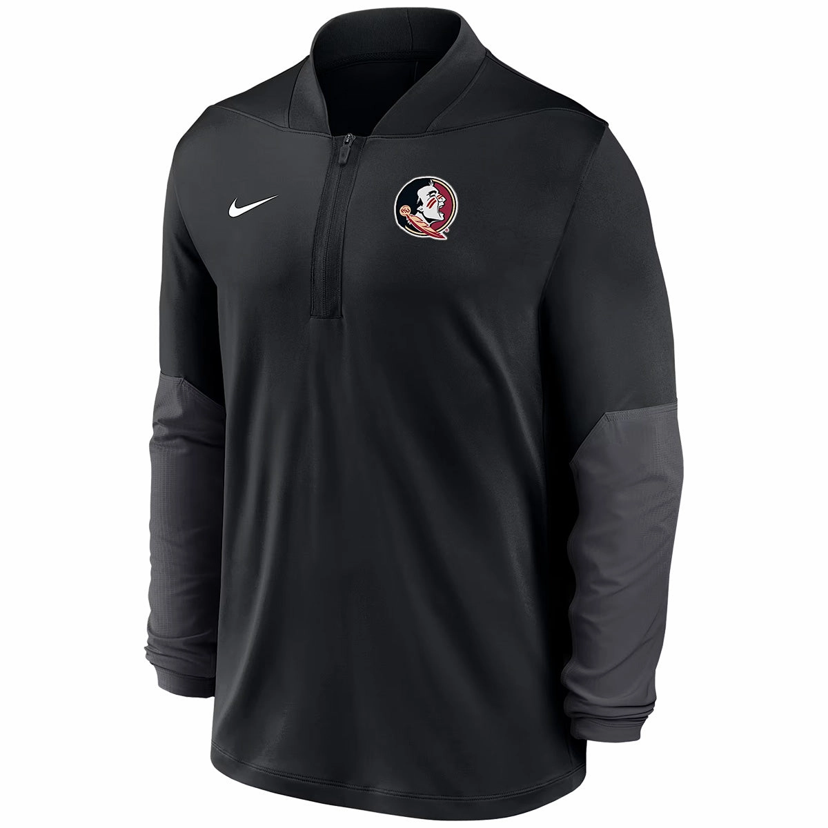Thermal Insulation Layer Pocket Placement Nike Men's Seminole Logo Dri-fit Mid-Weight Long Sleeve 1/2 Zip Top - Black