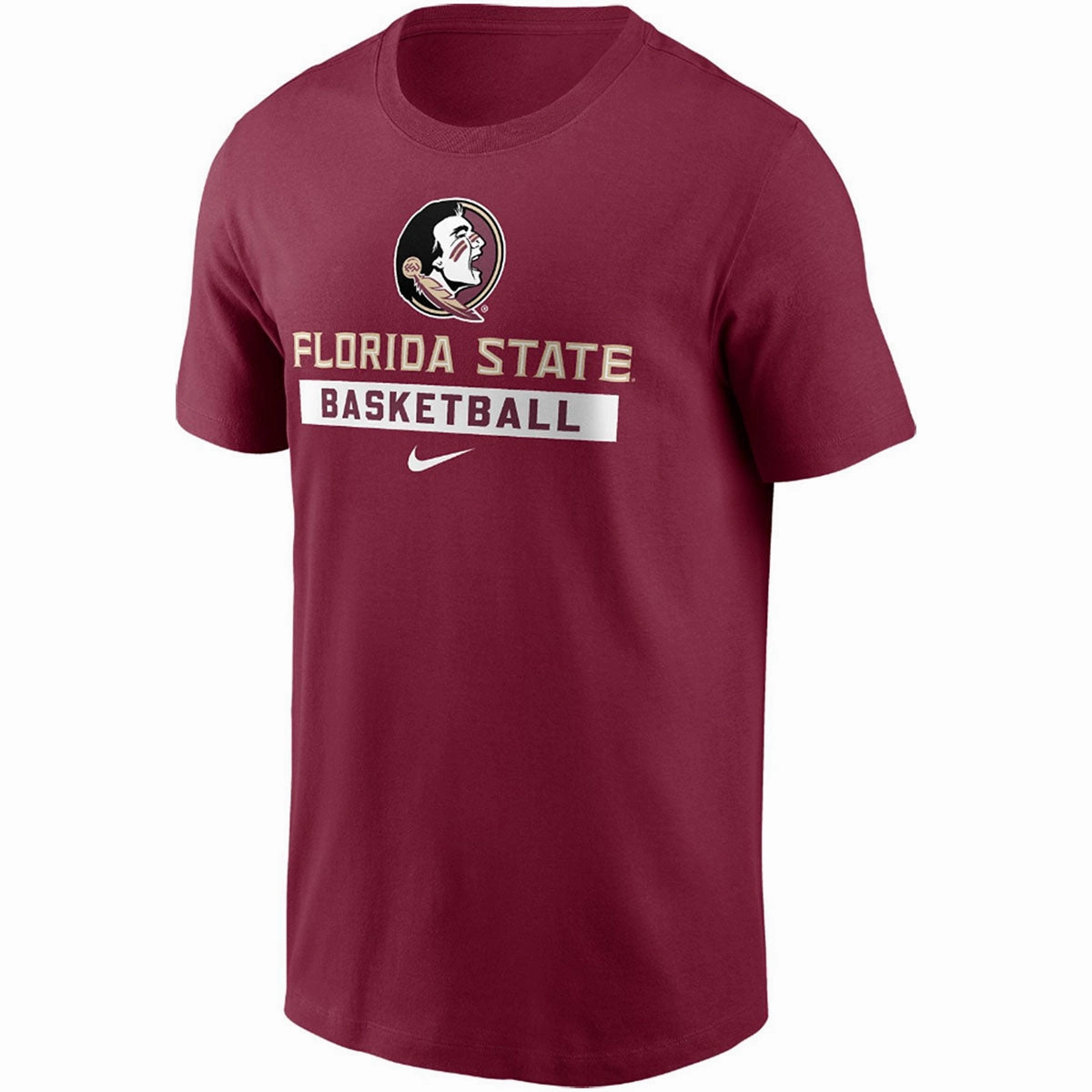 Nike Men's Seminole Logo Florida State Basketball Design Short Sleeve Cotton T-shirt - Garnet Casual Style Wear