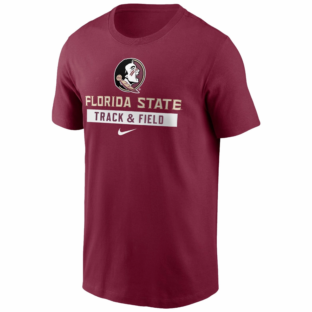 Nike Men's Seminole Logo/Florida State Track & Field Design Short Sleeve Cotton T-shirt - Garnet Relaxed Look