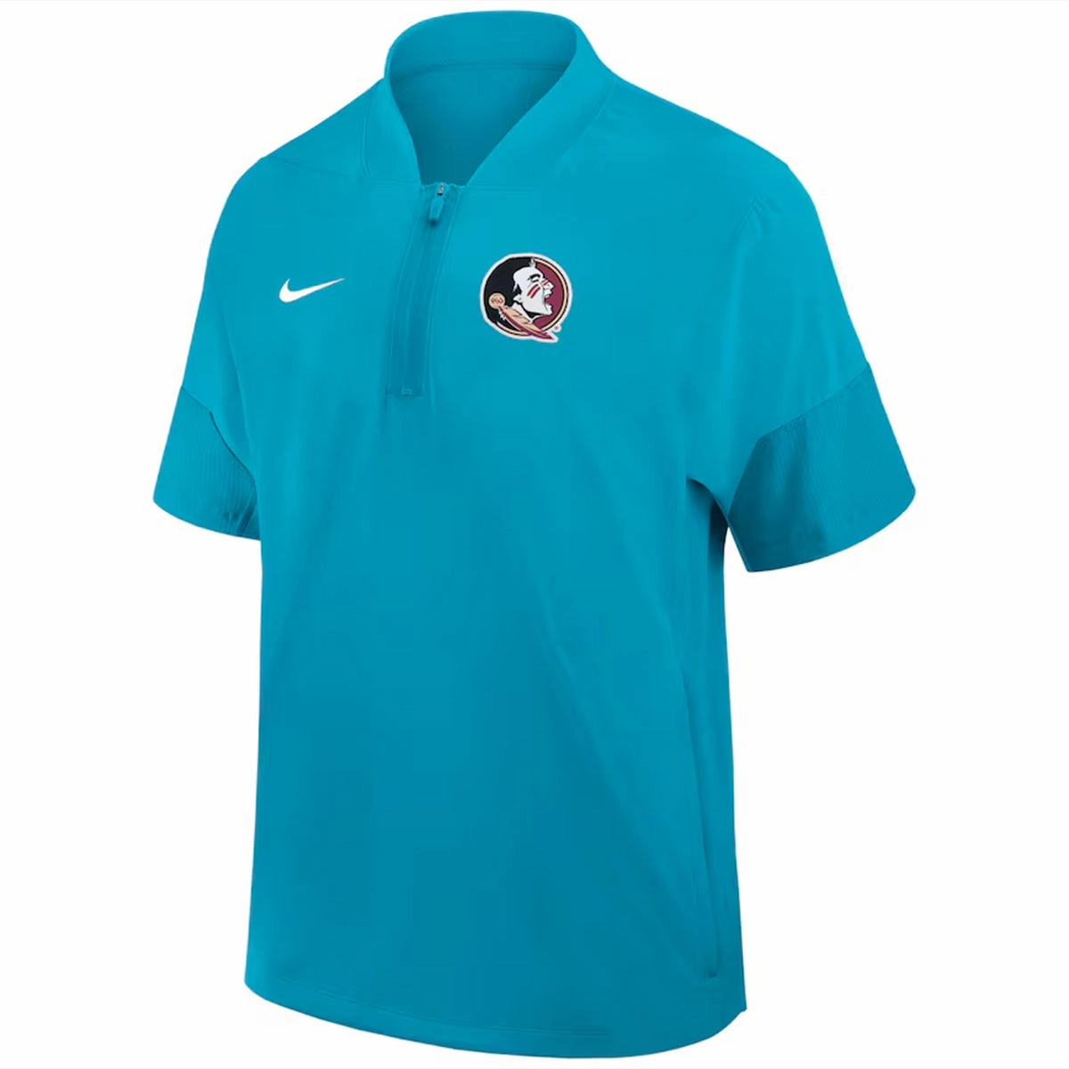 Nike Men's Seminole Logo Lightweight Short Sleeve Coach's Jacket - Turquoise Eco Conscious Production Comfort Flex Fit
