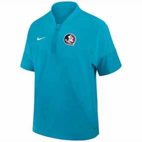 Nike Men's Seminole Logo Lightweight Short Sleeve Coach's Jacket - Turquoise Eco Conscious Production Comfort Flex Fit